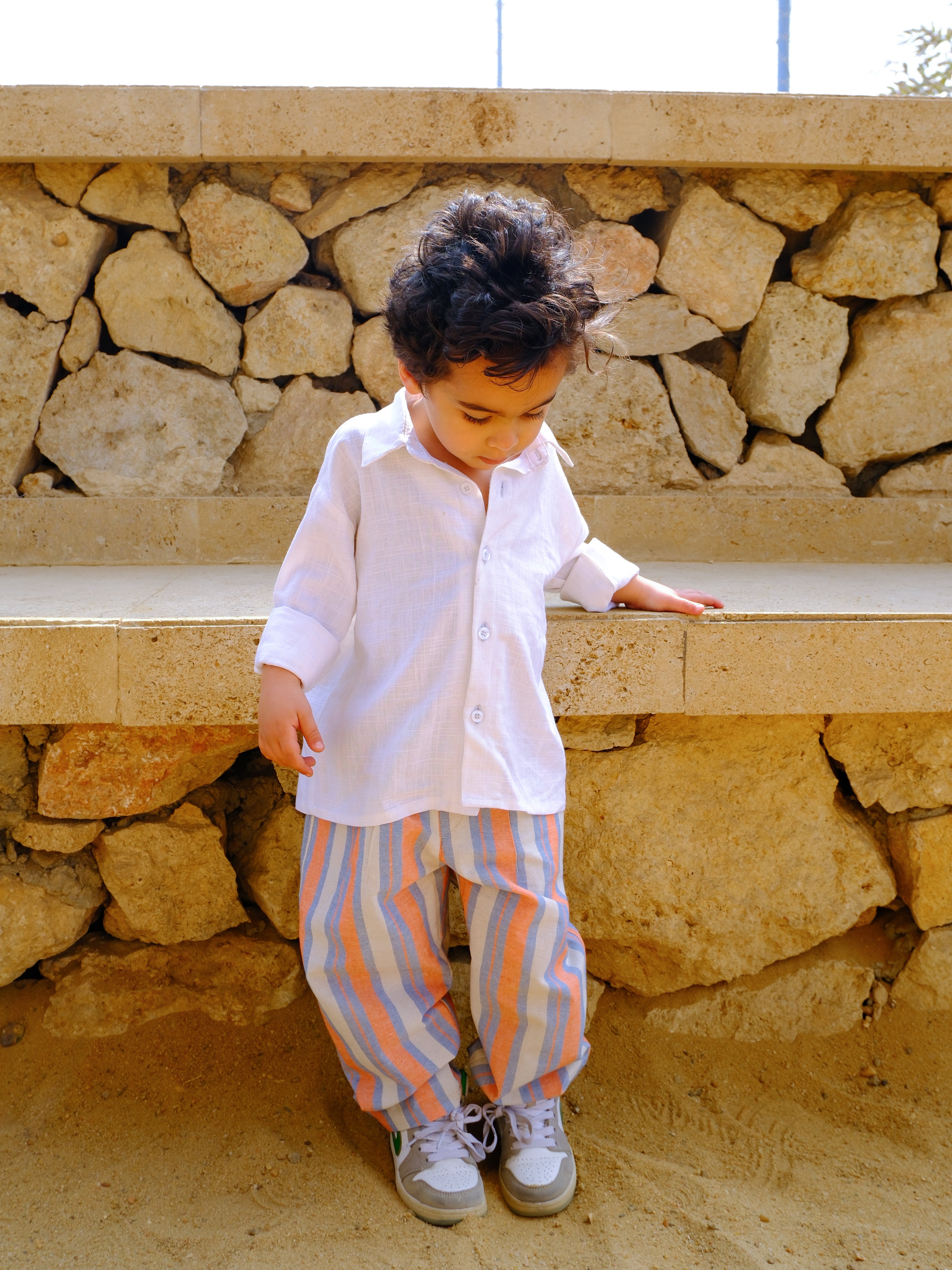 Kids Orange Striped Pants