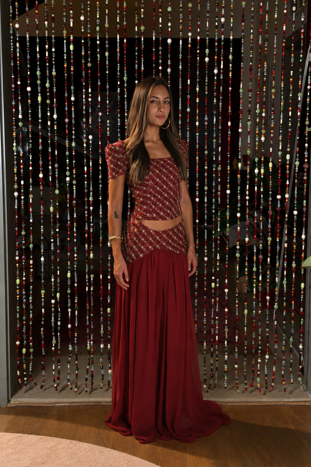 The Burgundy Embroided set