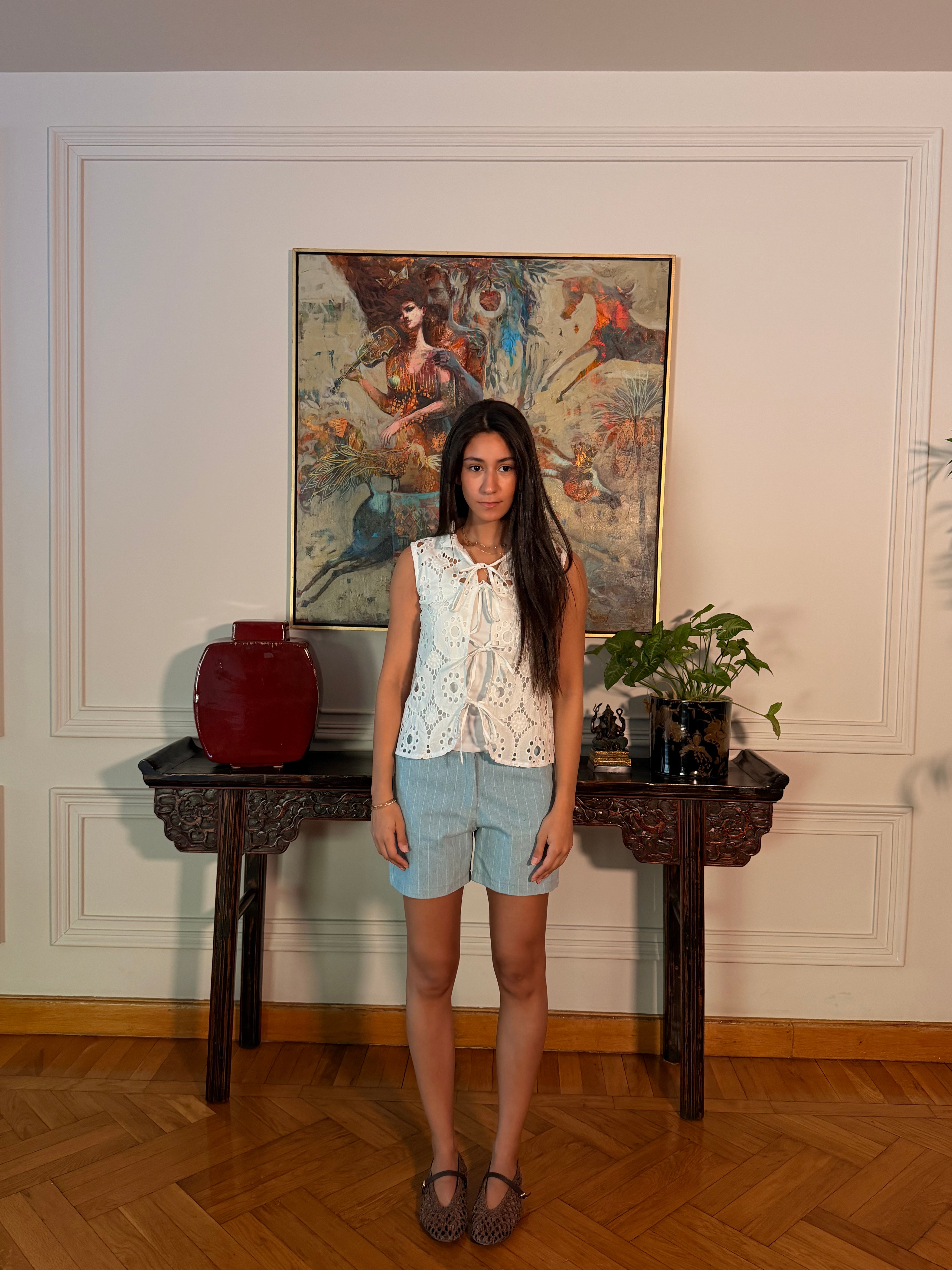 The Striped Denim Short
