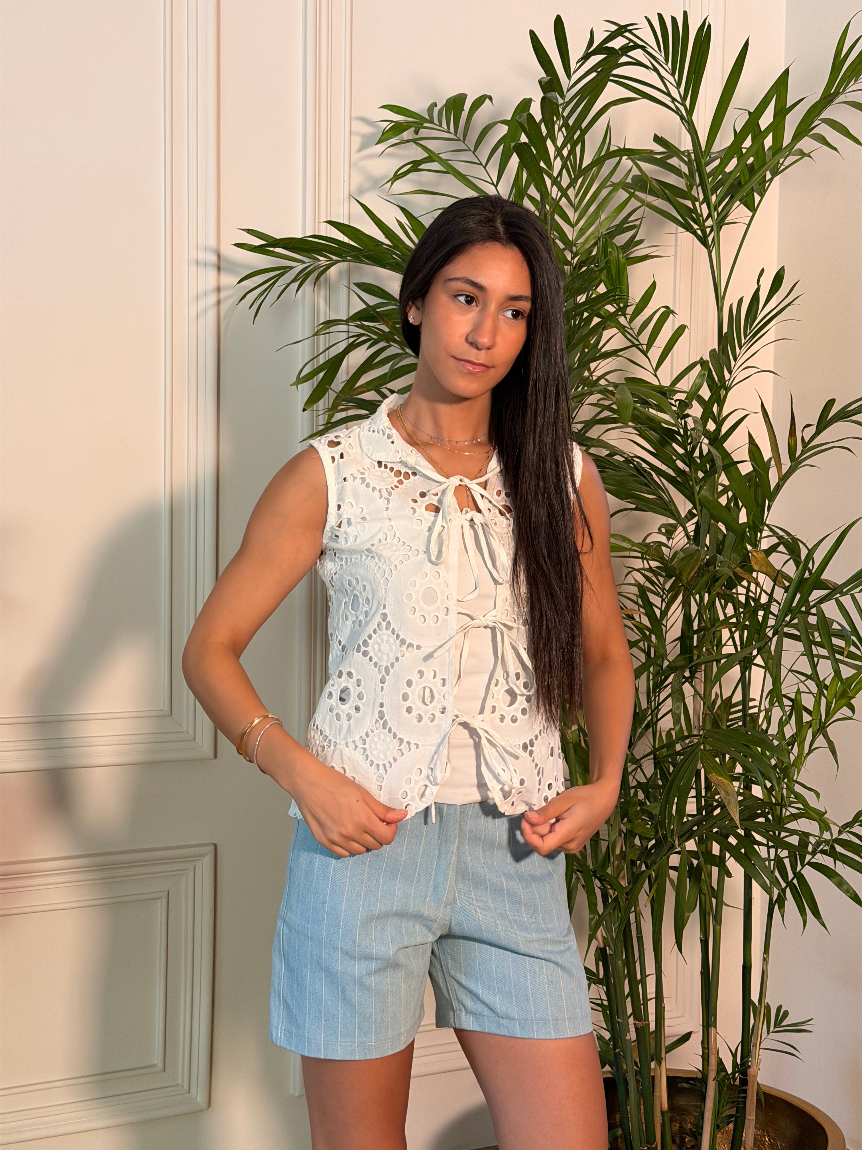 The Striped Denim Short