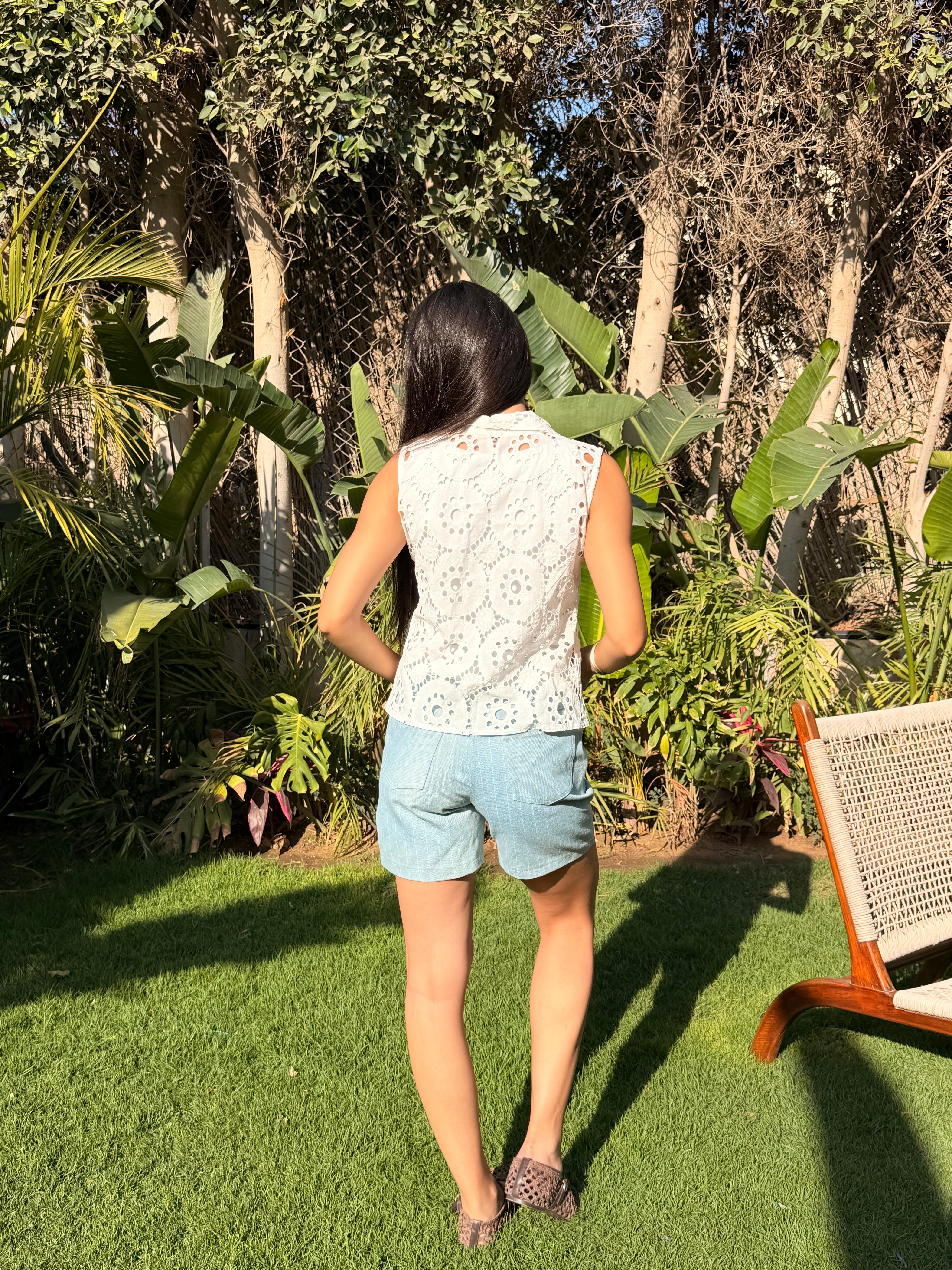 The Striped Denim Short
