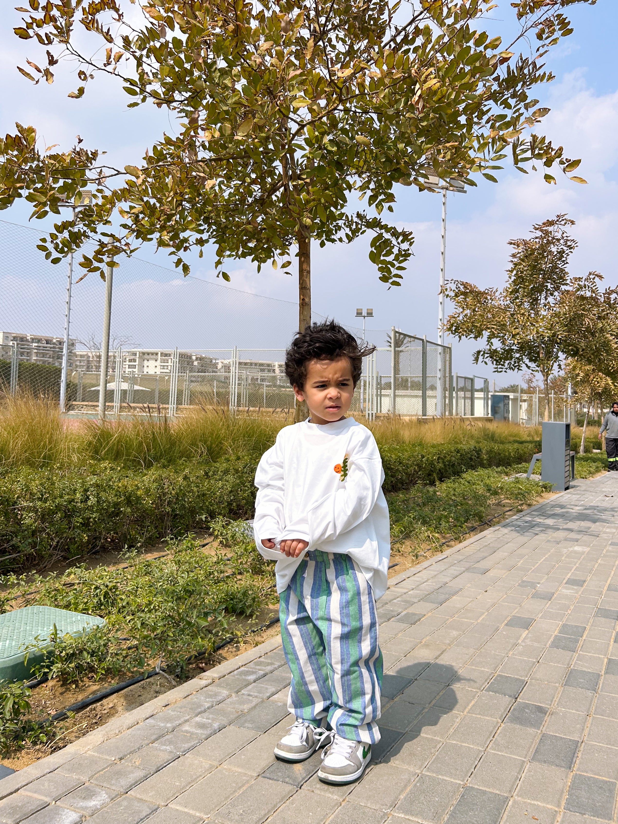 Kids Green Striped Pants