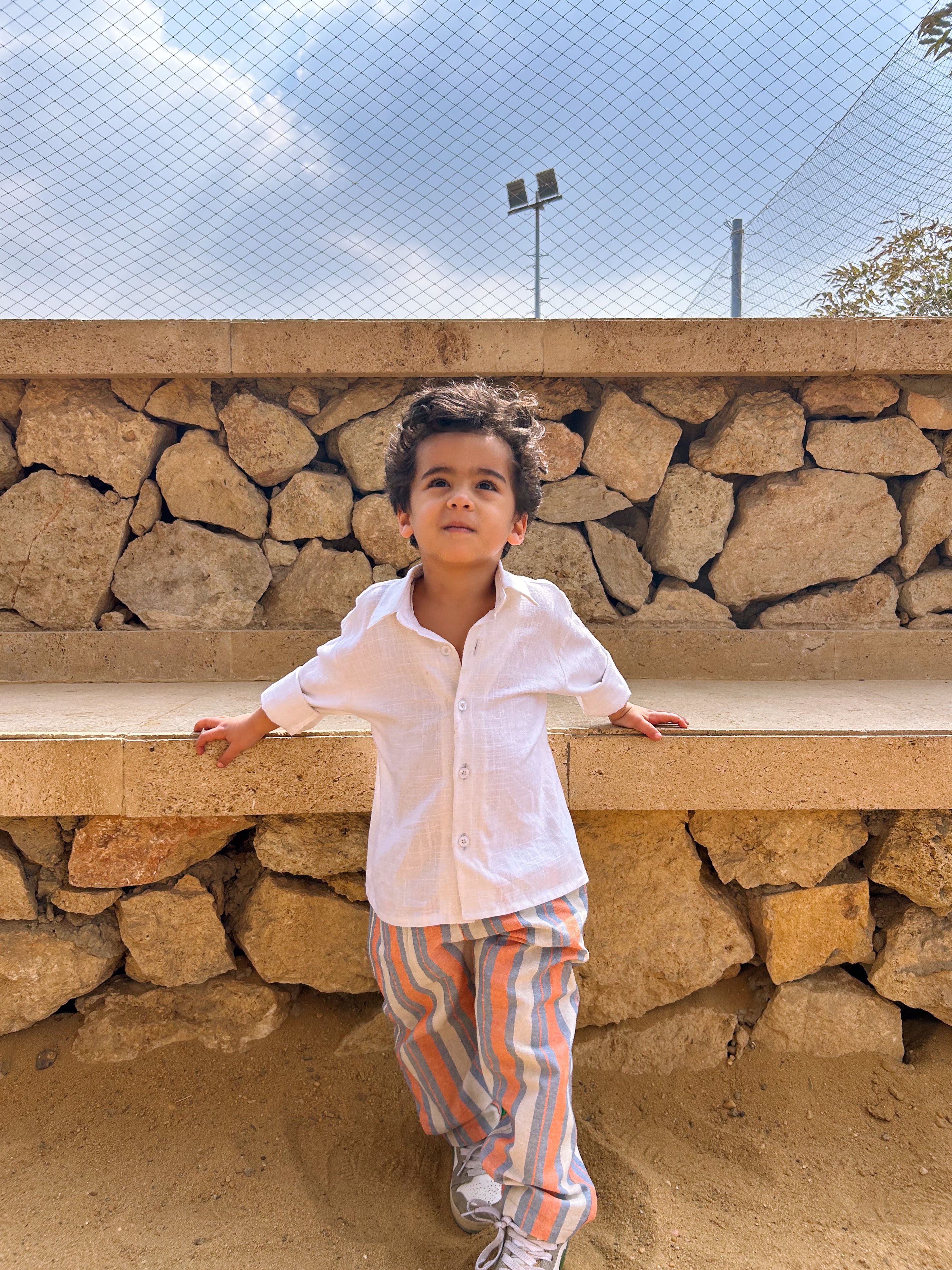 Kids Orange Striped Pants