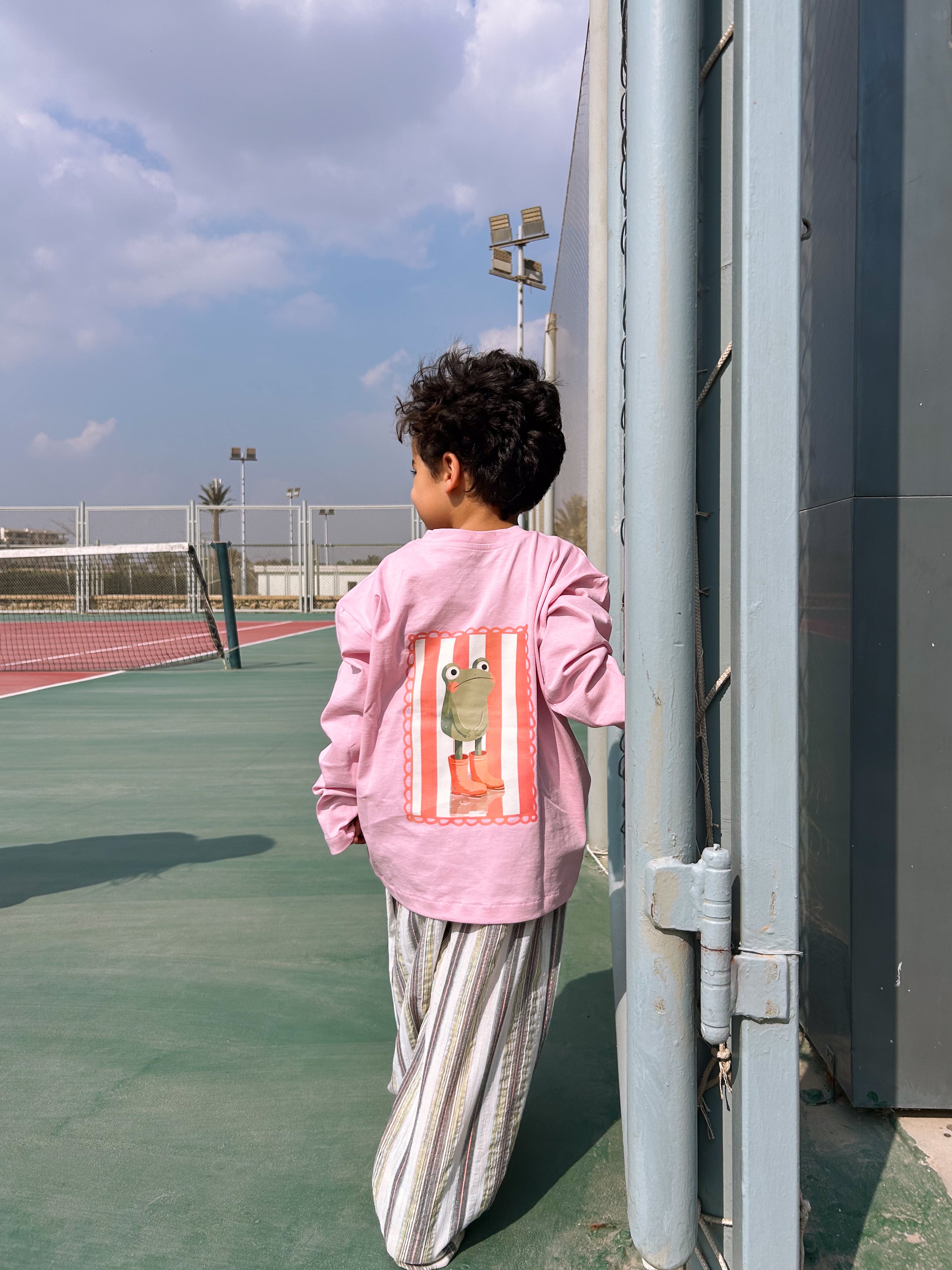 Kids Pink Frog Oversized Tshirt