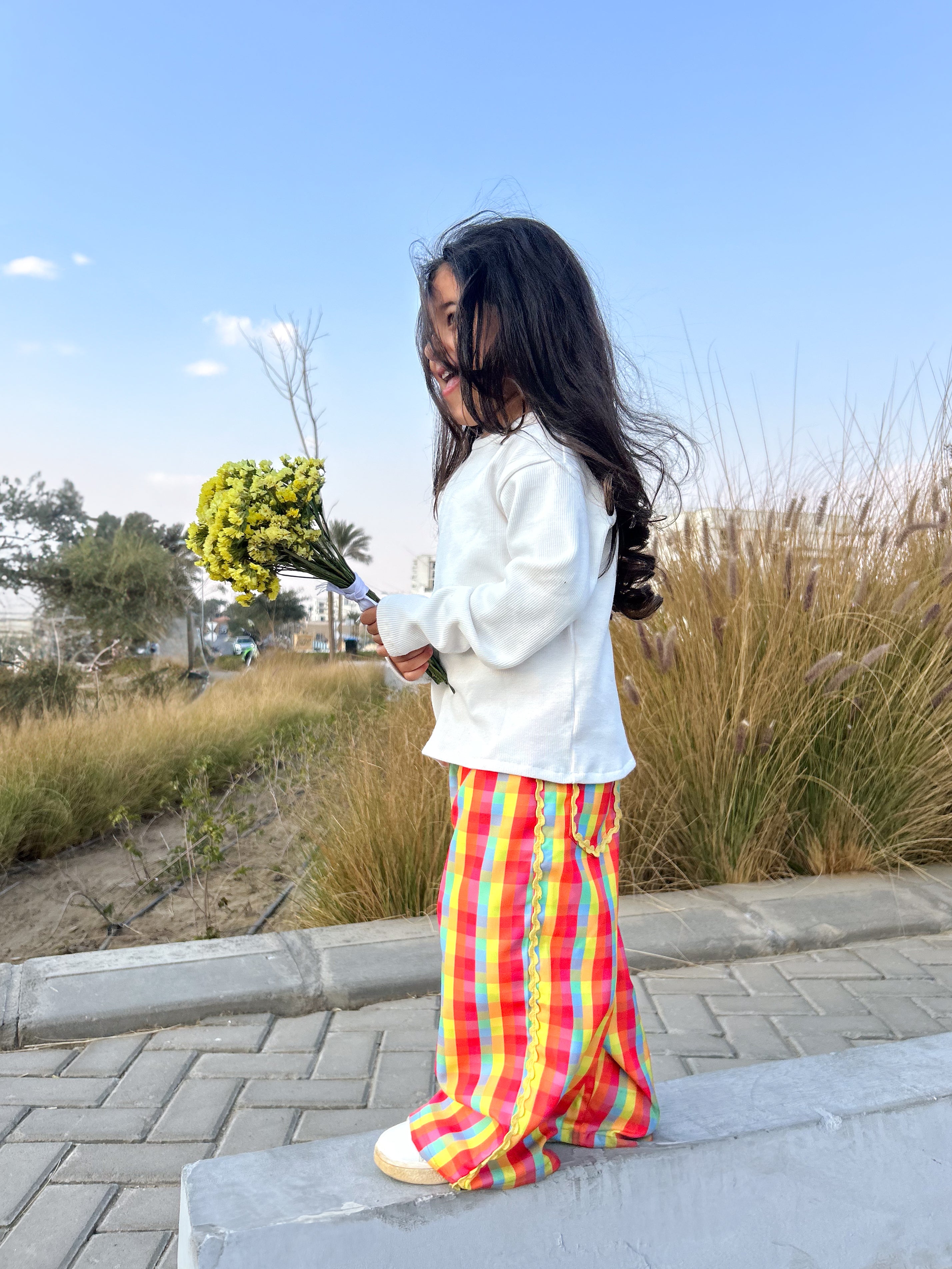 Kids Cotton Candy Checkered Pants