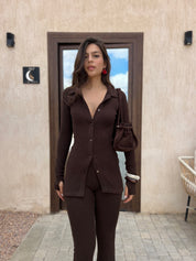 The Ribbed Duo Set - Brown