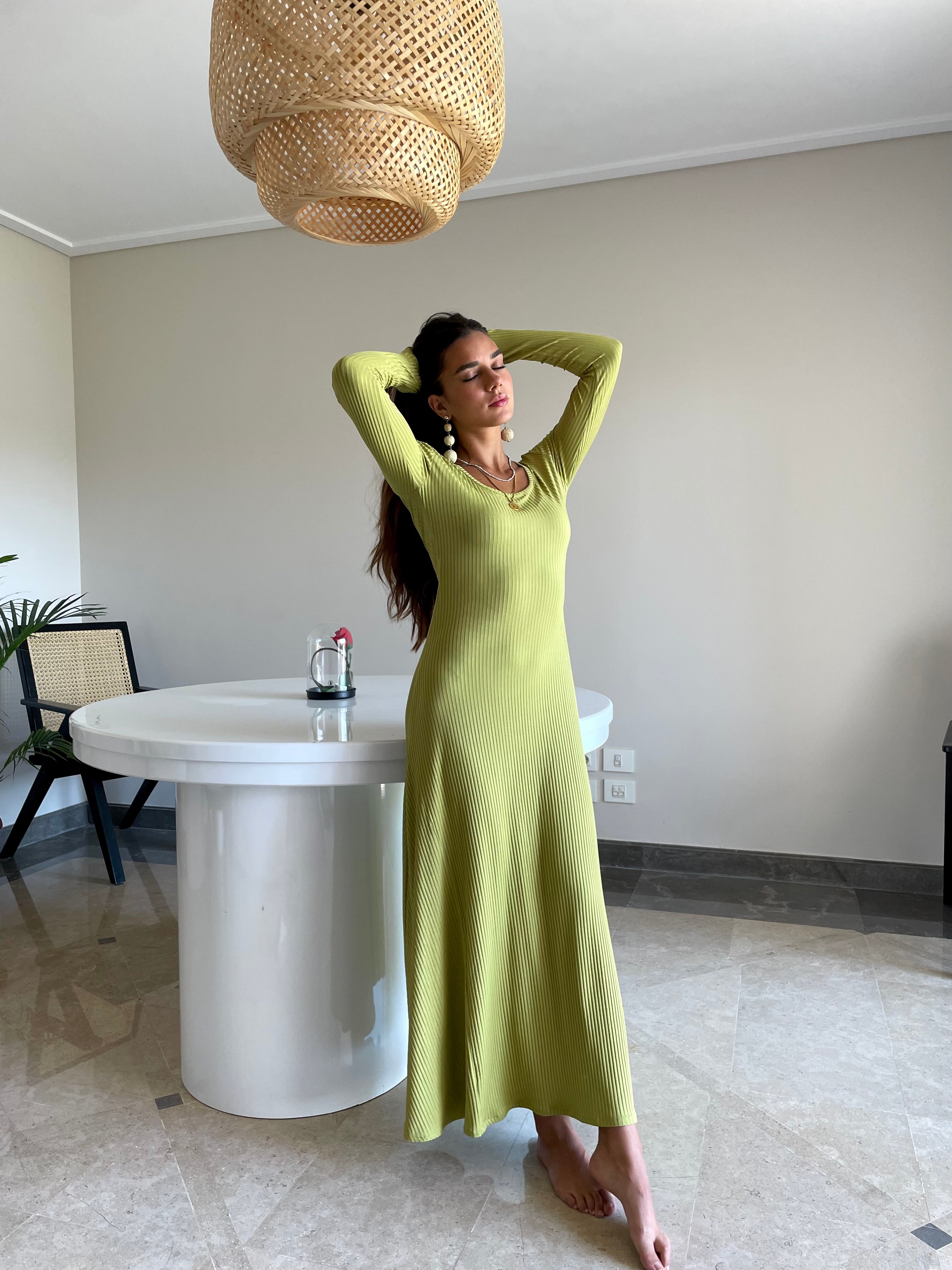 Long Sleeve Ribbed Dress