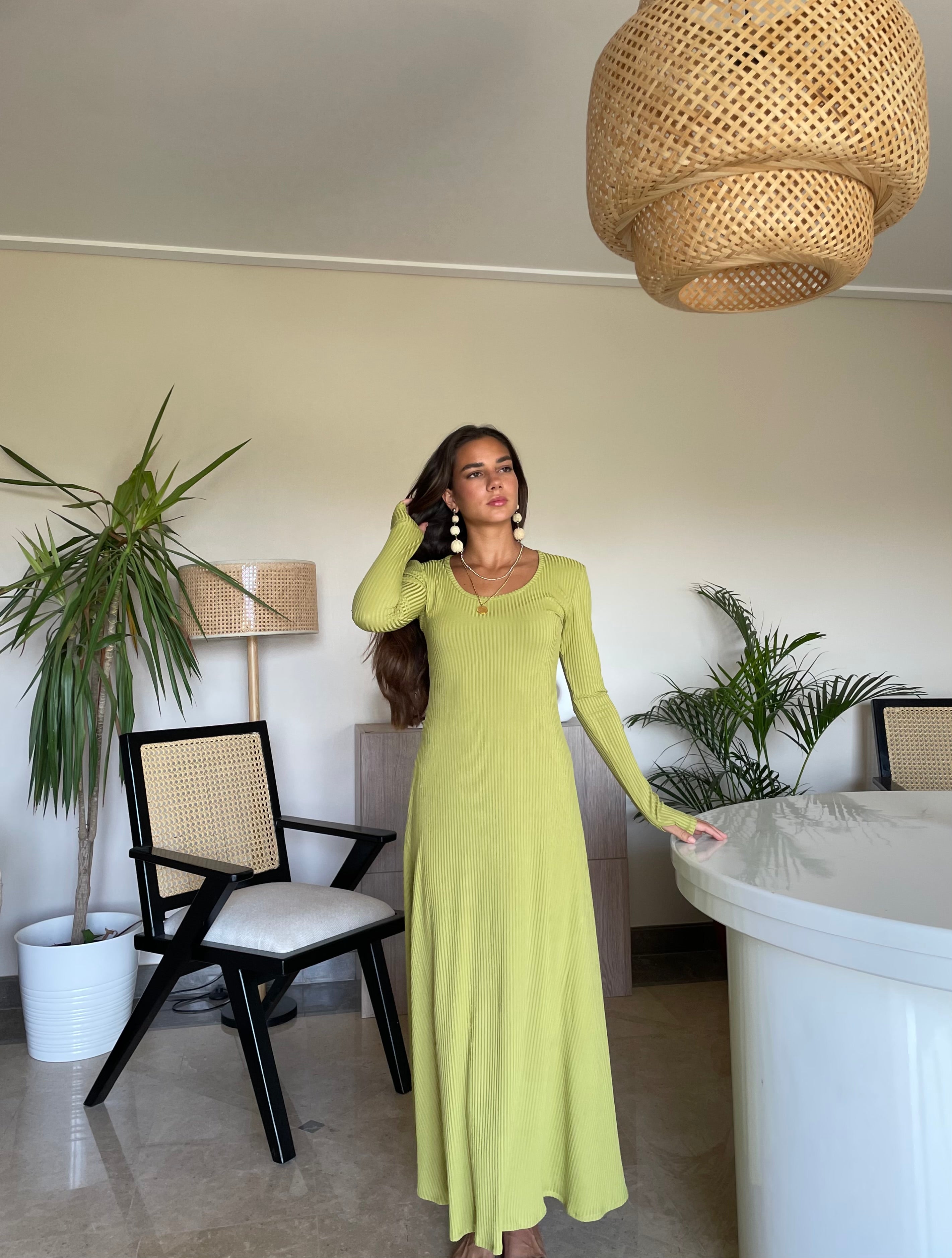 Long Sleeve Ribbed Dress