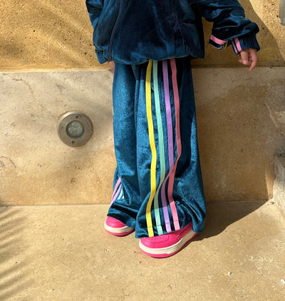 Kids Velvet Colored Stripes Pants