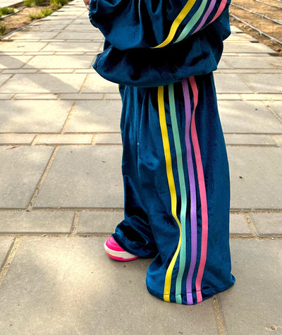 Kids Velvet Colored Stripes Pants