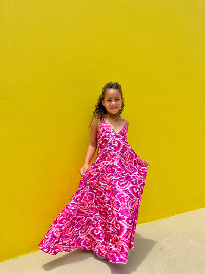 Kids Fuchsia Fantasy Backless Dress