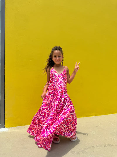 Kids Fuchsia Fantasy Backless Dress