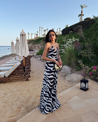 Zebra Backless Dress