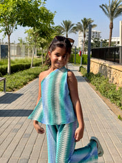 kids Blue shades oneshoulder set