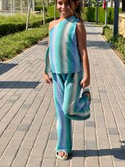 kids Blue shades oneshoulder set
