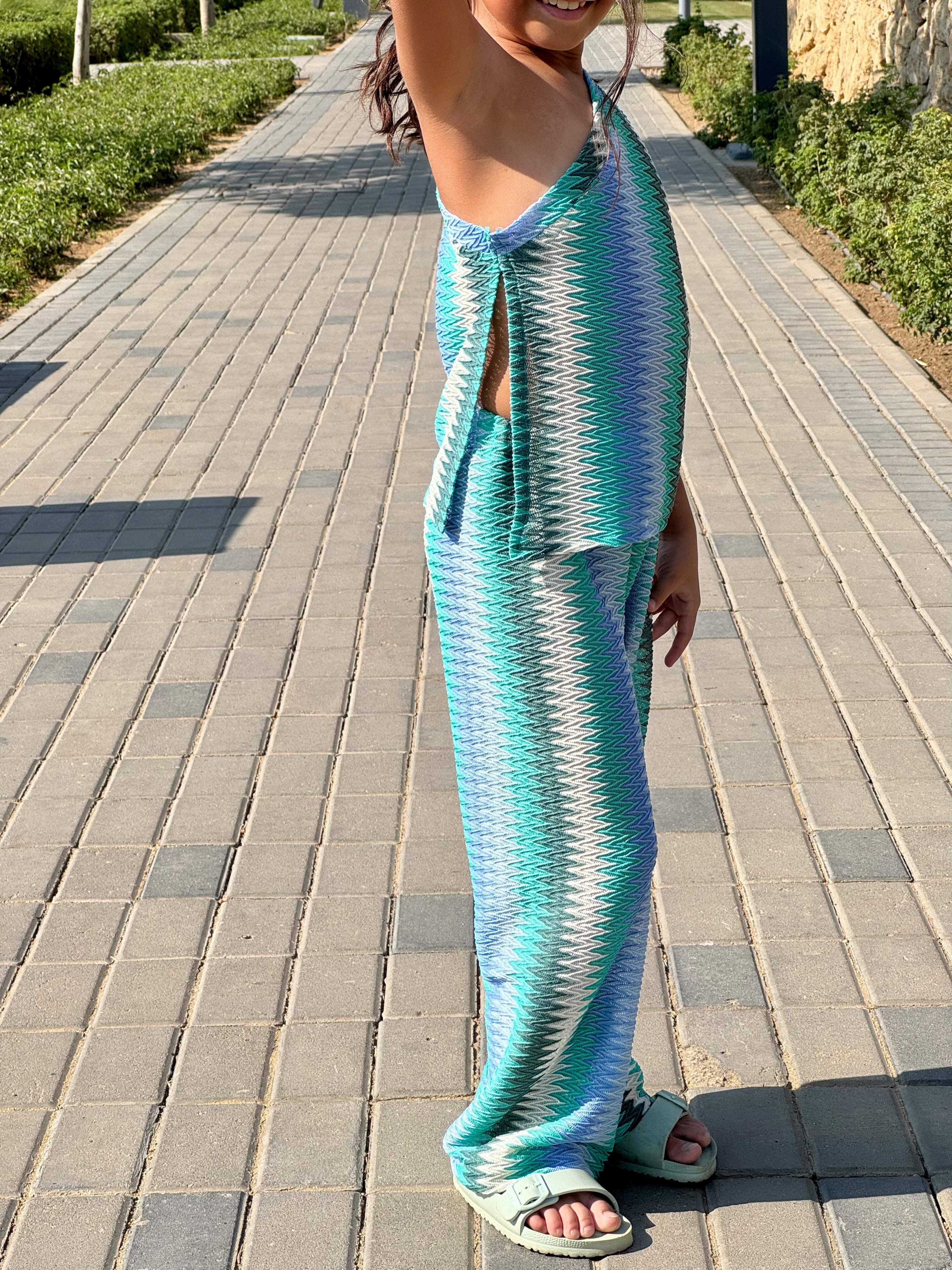 kids Blue shades oneshoulder set