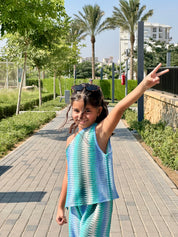 kids Blue shades oneshoulder set
