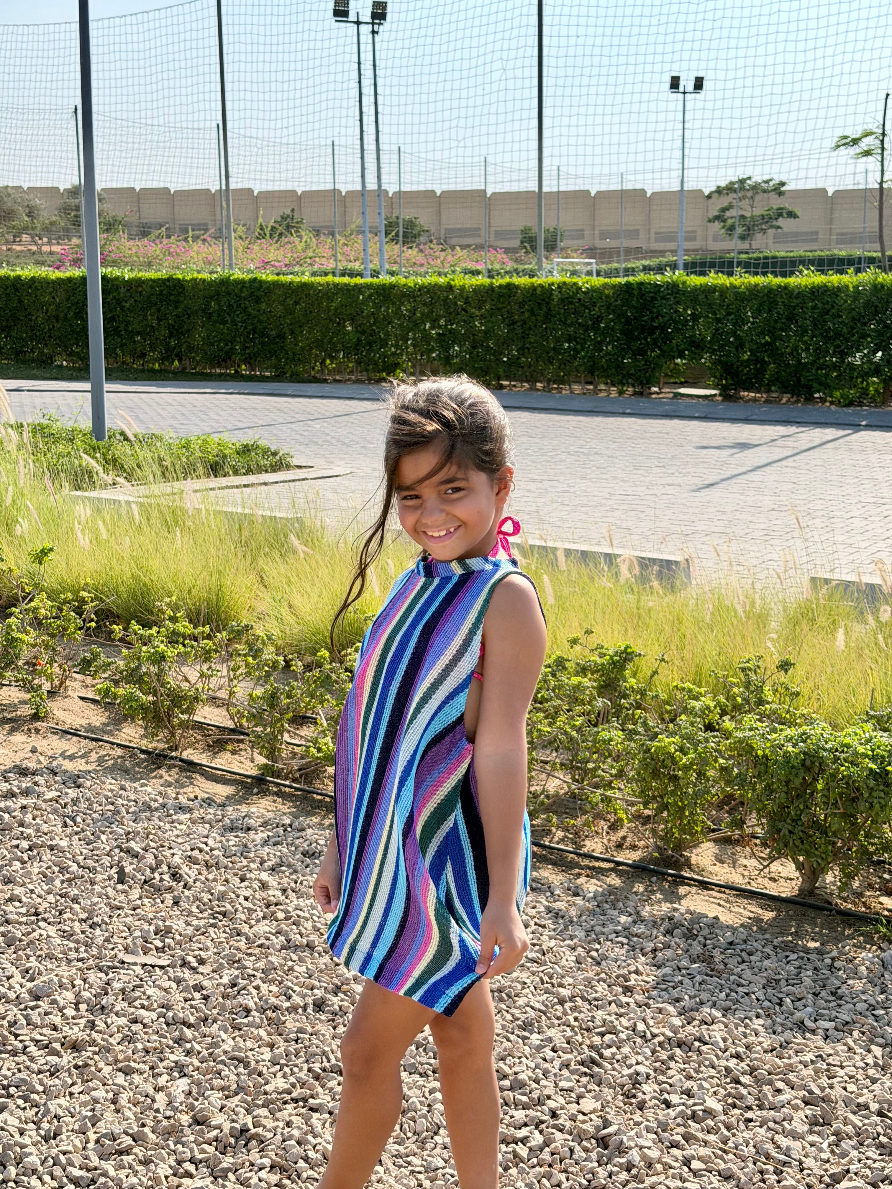 kids Blue rainbow dress – BAZIC