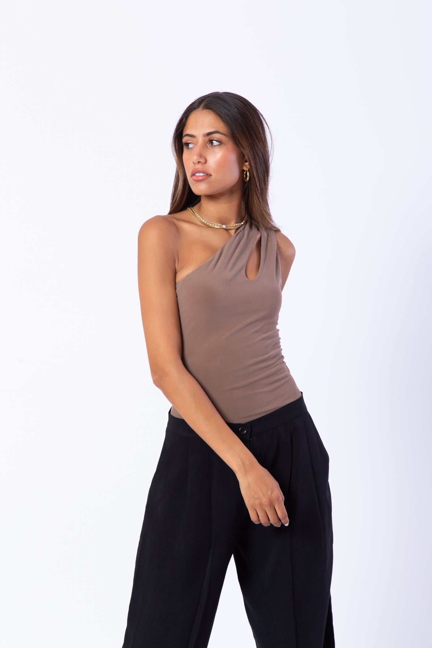 One Shoulder Bodysuit with Cutout