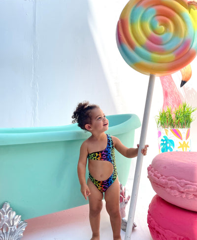 Kids Multicolor Zanzi Cutout Swimsuit