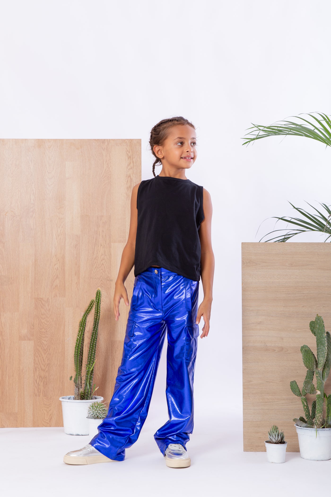 Kids Metallic Cargo Pants