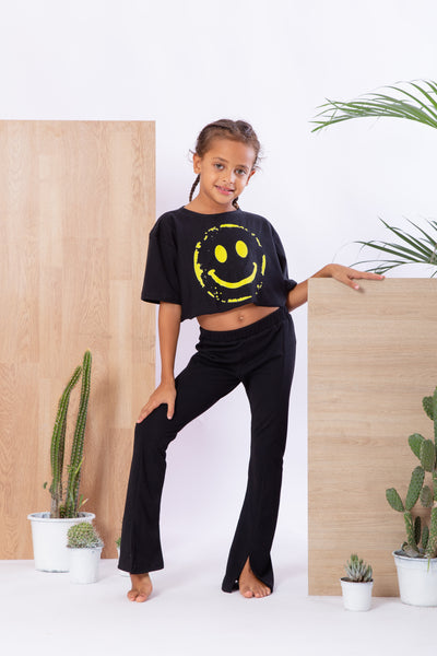 Kids Black Pants With Slit