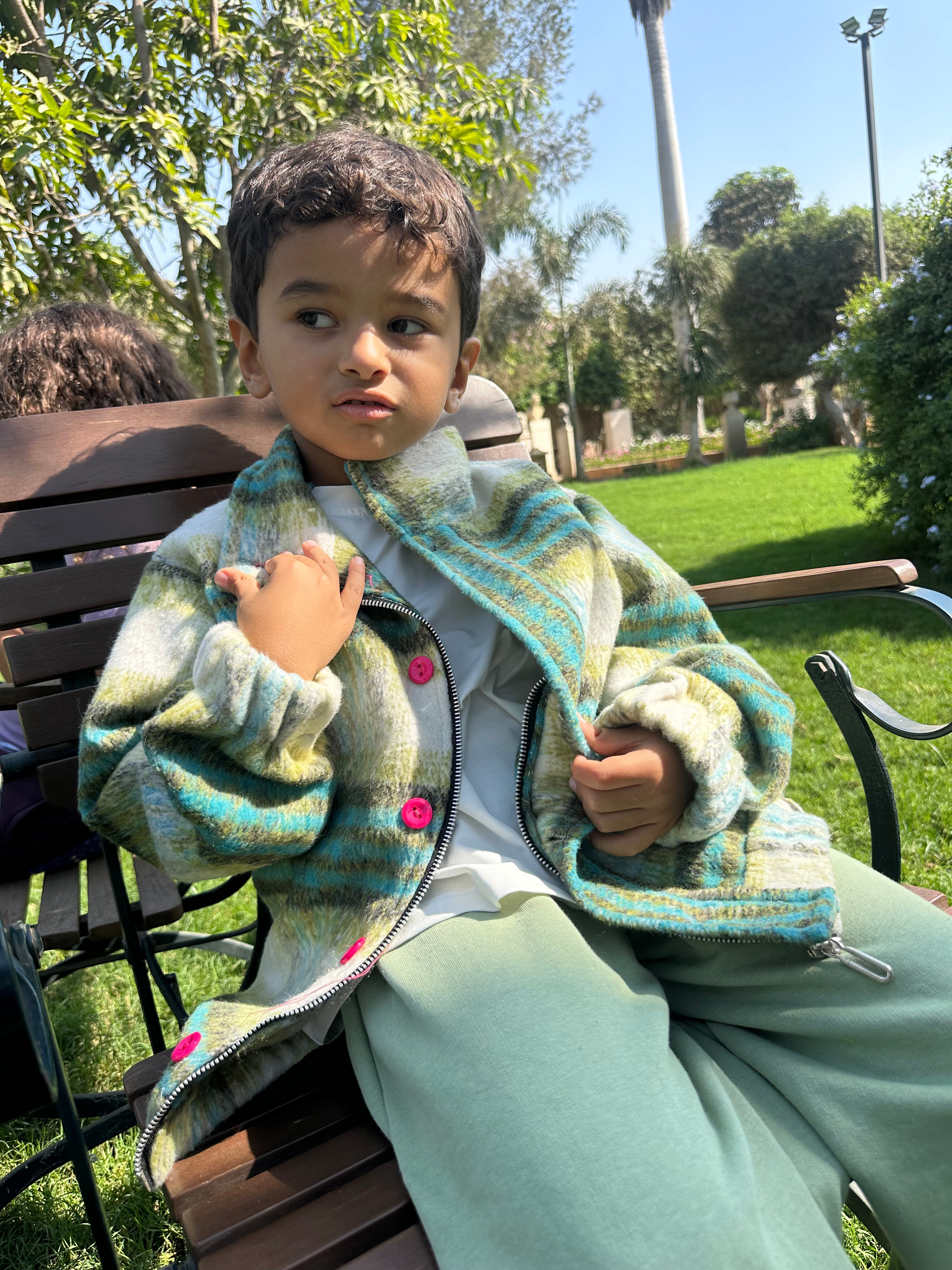 Kids Checkered Green Cool Jacket