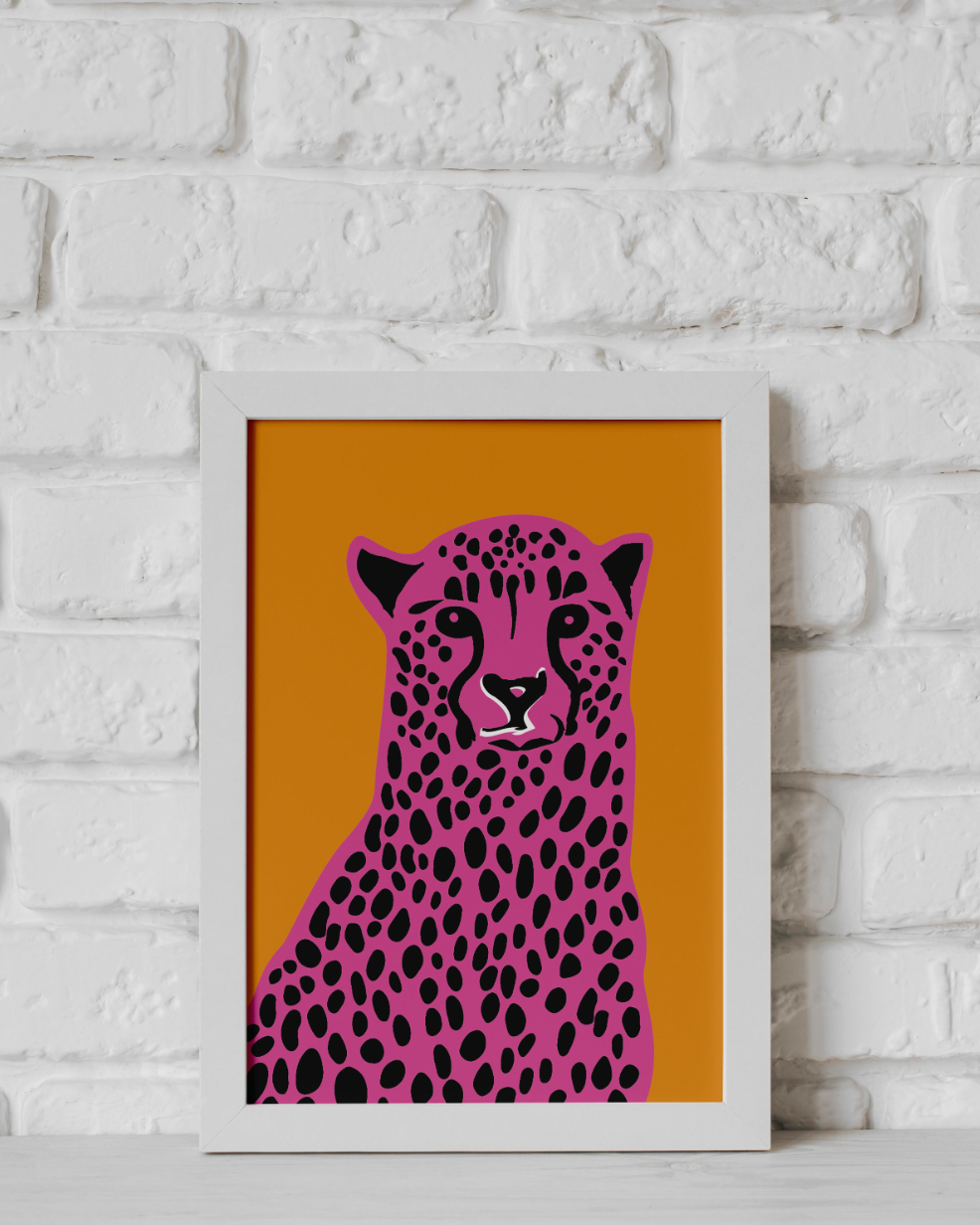 Single Pink Leopard Frame
