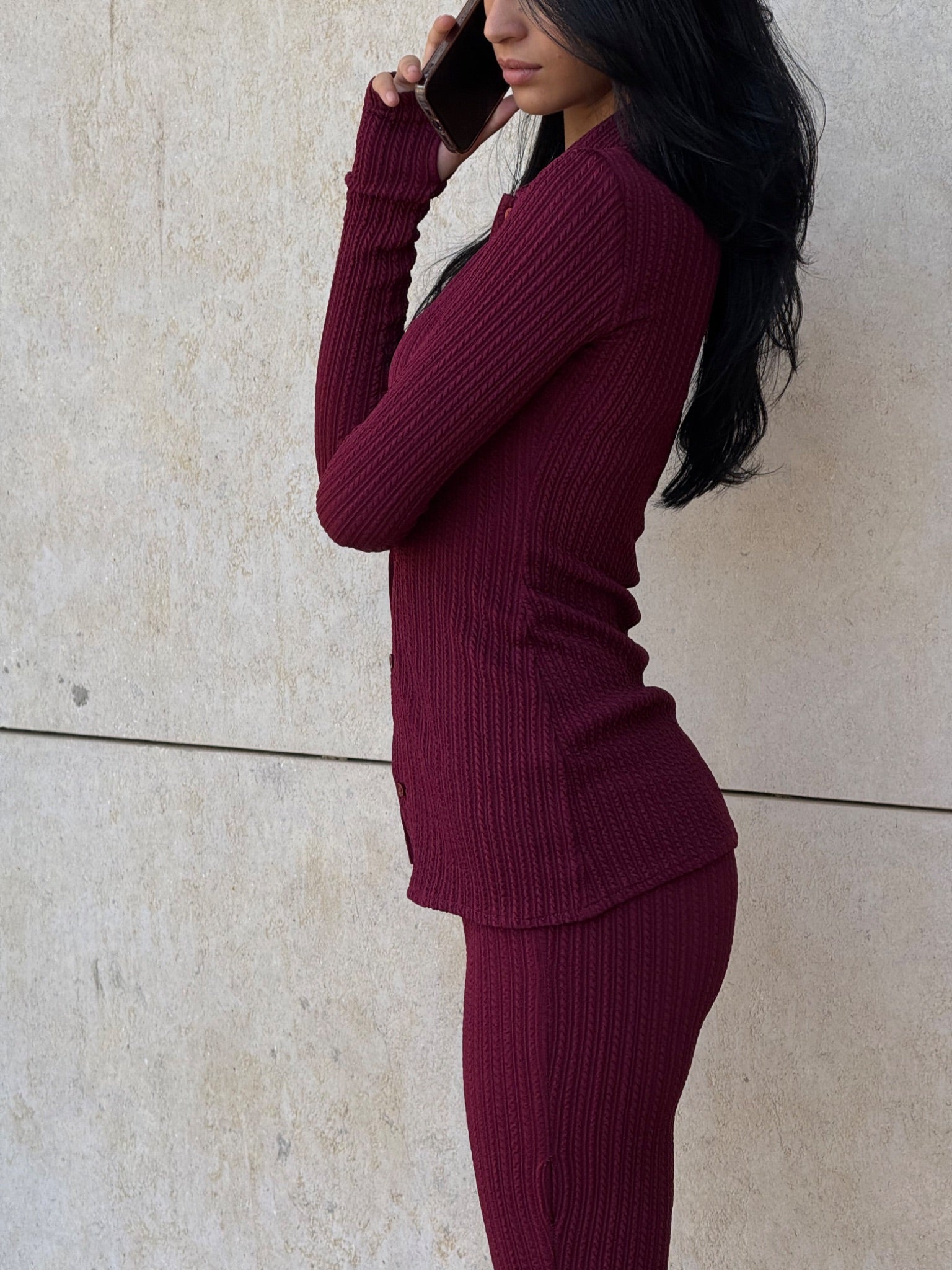 Ribbed Duo - Burgundy