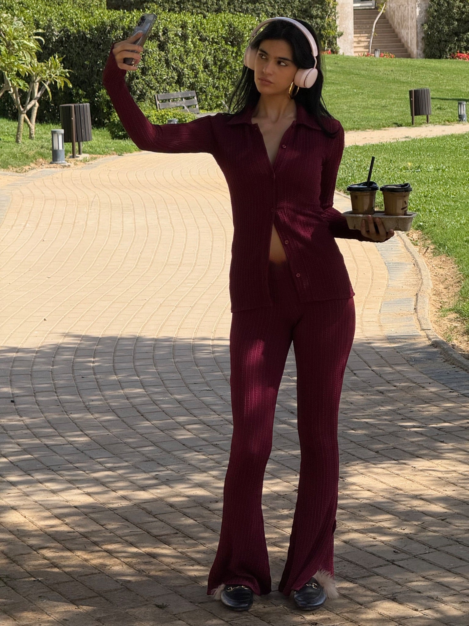 Ribbed Duo - Burgundy