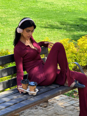 Ribbed Duo - Burgundy