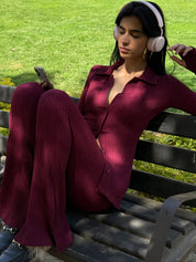 Ribbed Duo - Burgundy