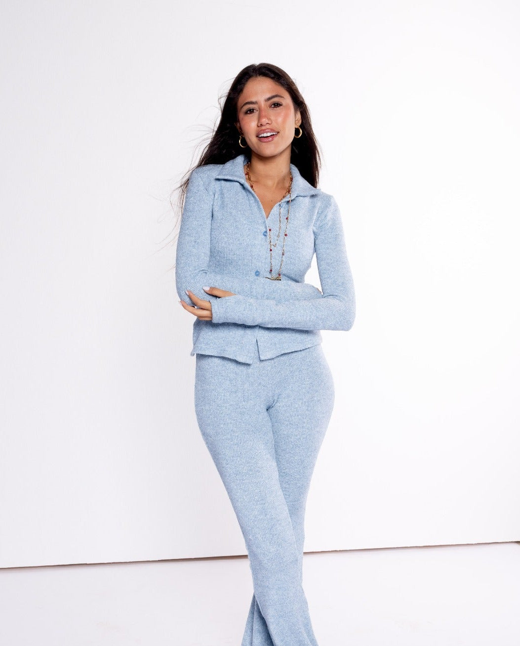 The Ribbed Duo Set Baby Blue