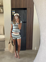 The Ocean Striped Polo Set