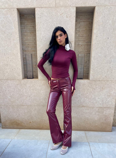 Wide Leg Leather Pants