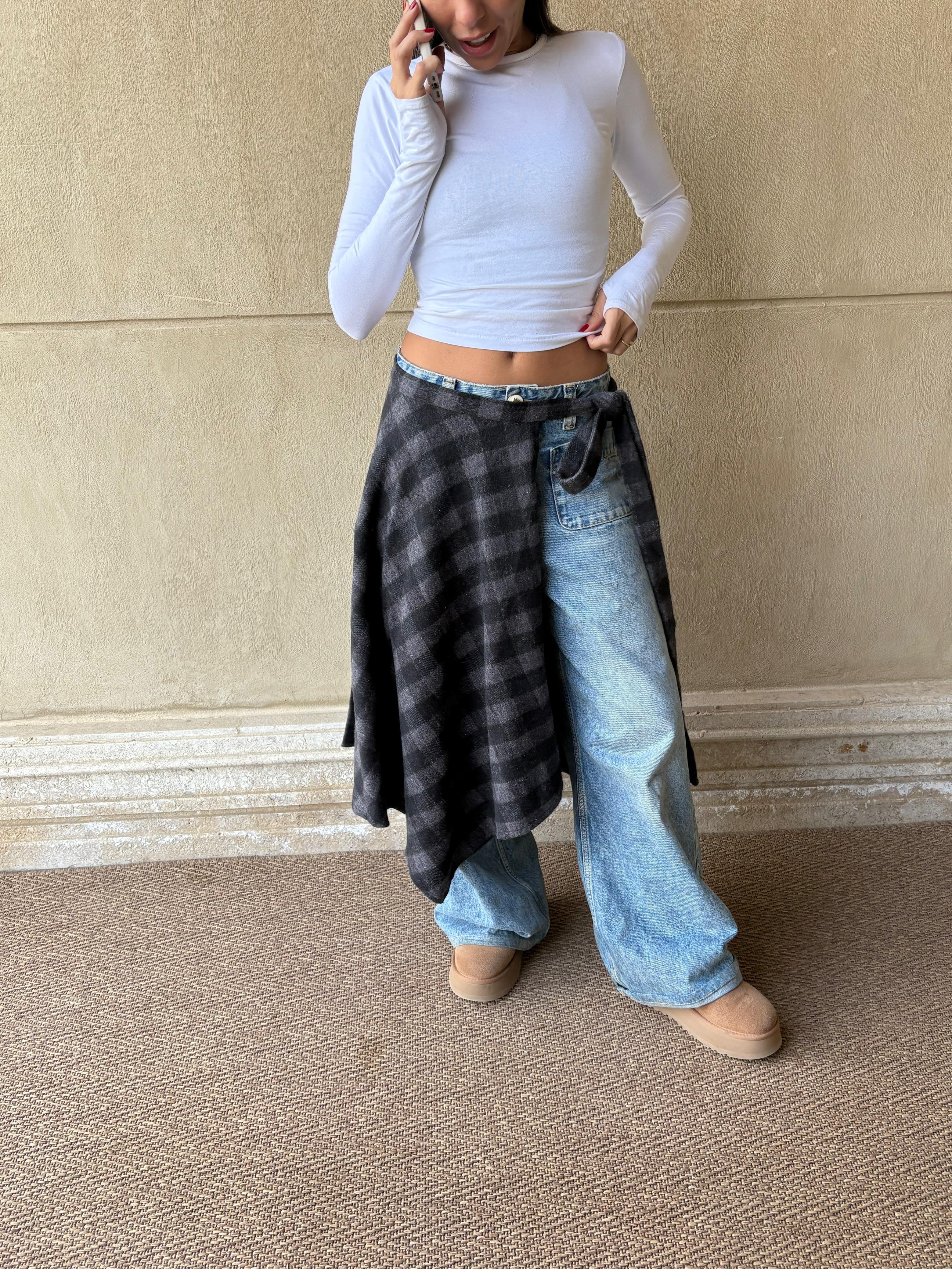 The Long Checkered Waist Wrap