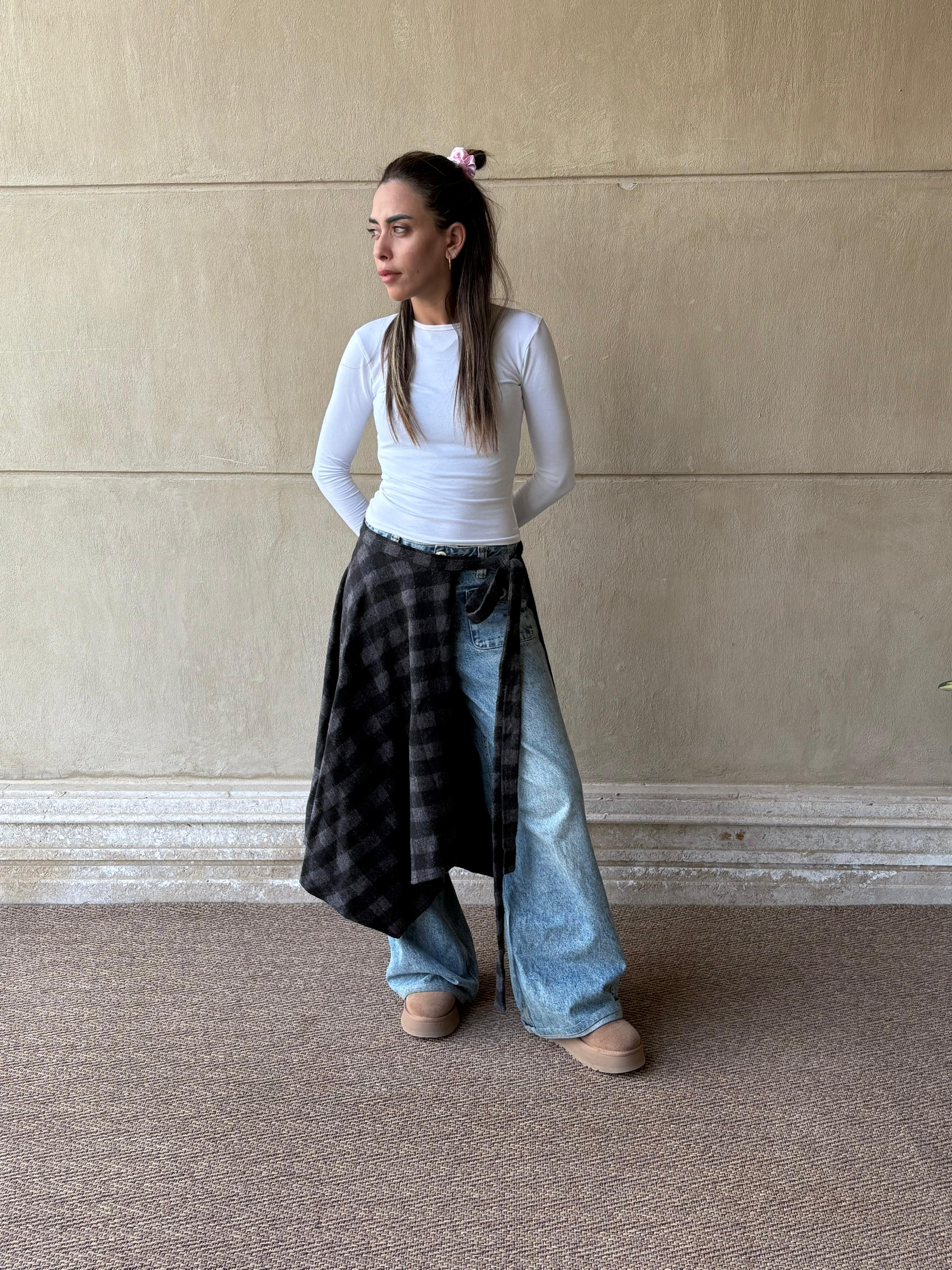 The Long Checkered Waist Wrap