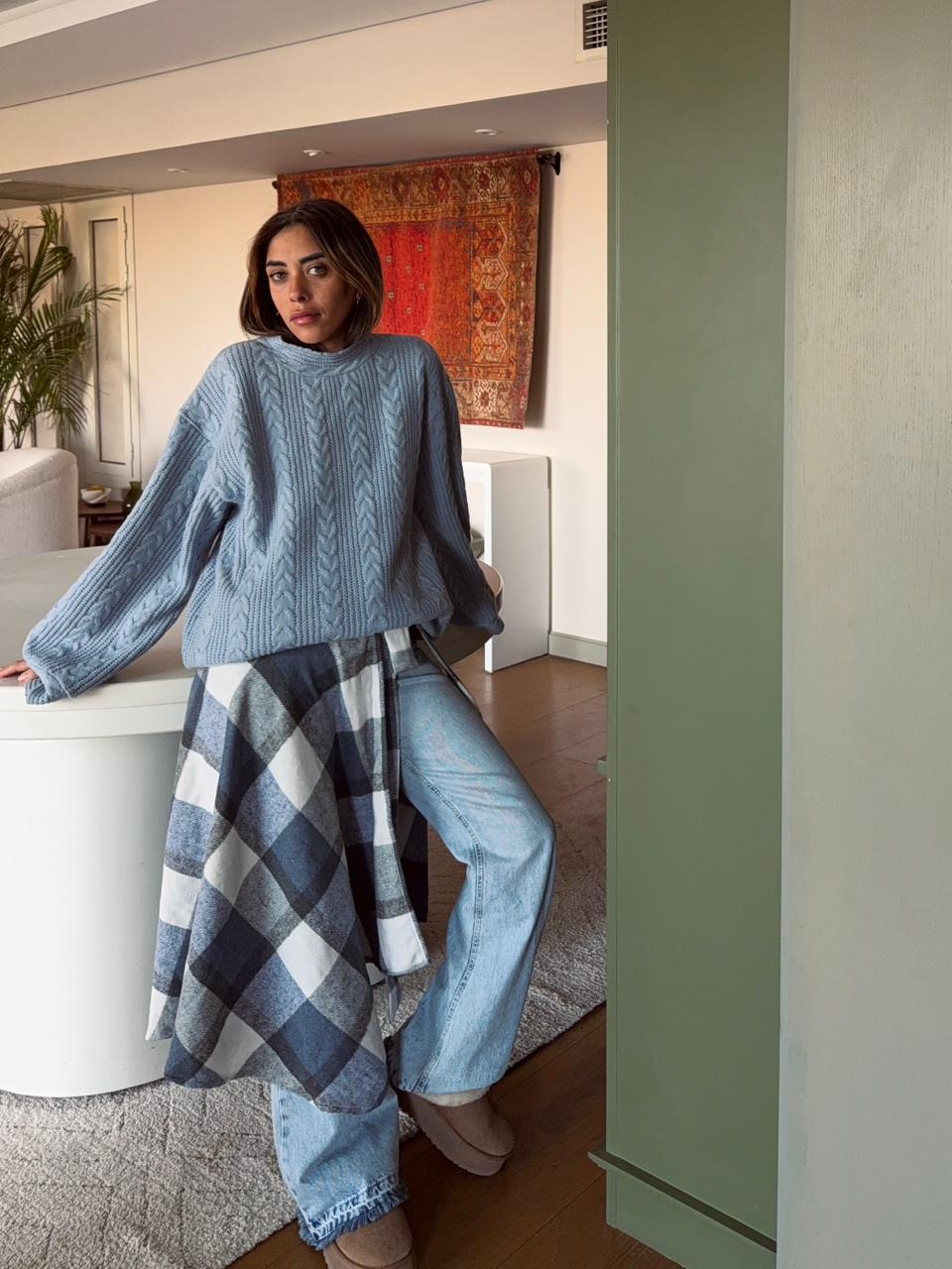 The Long Checkered Waist Wrap