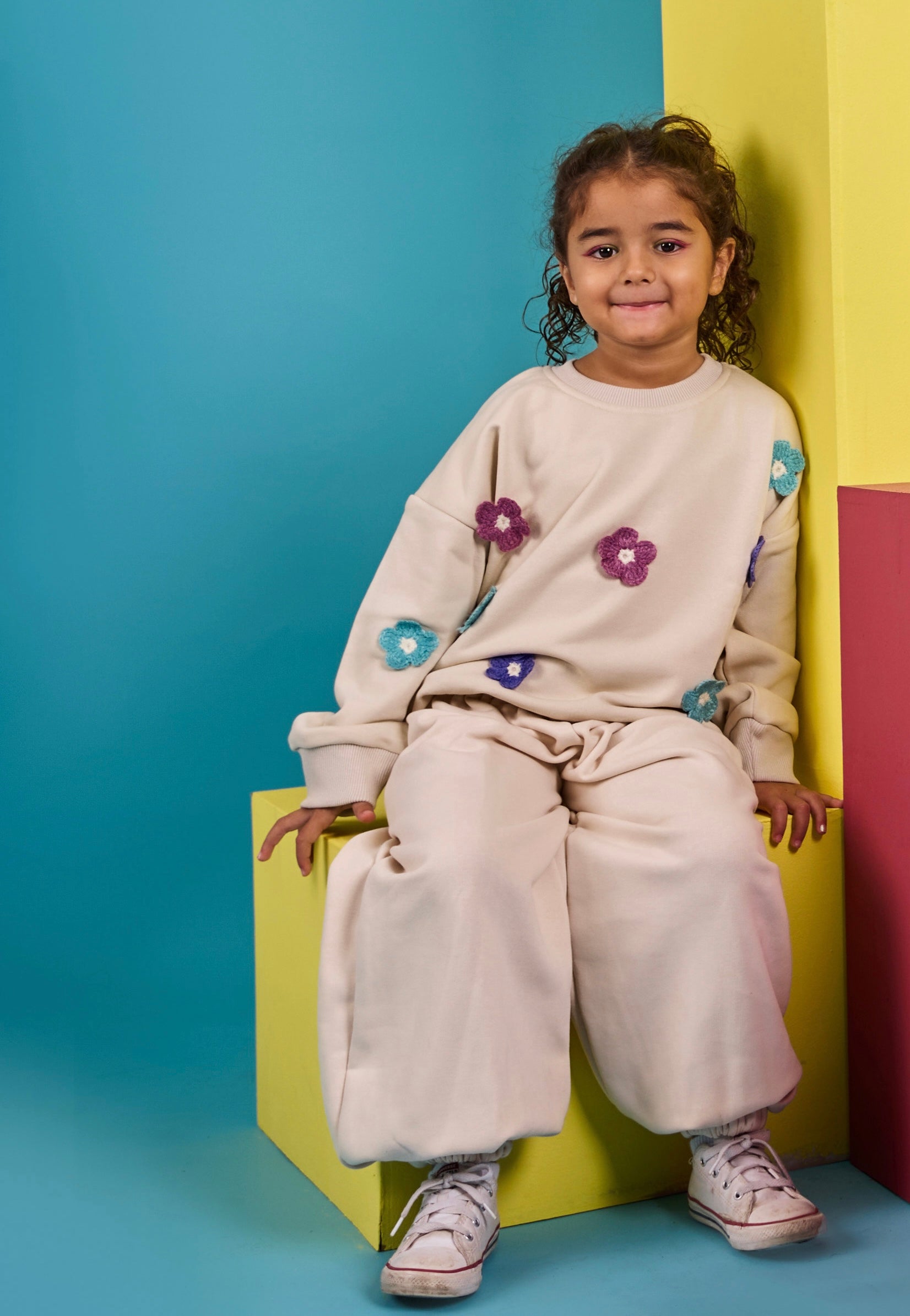 Kids The Creme Flower Sweater