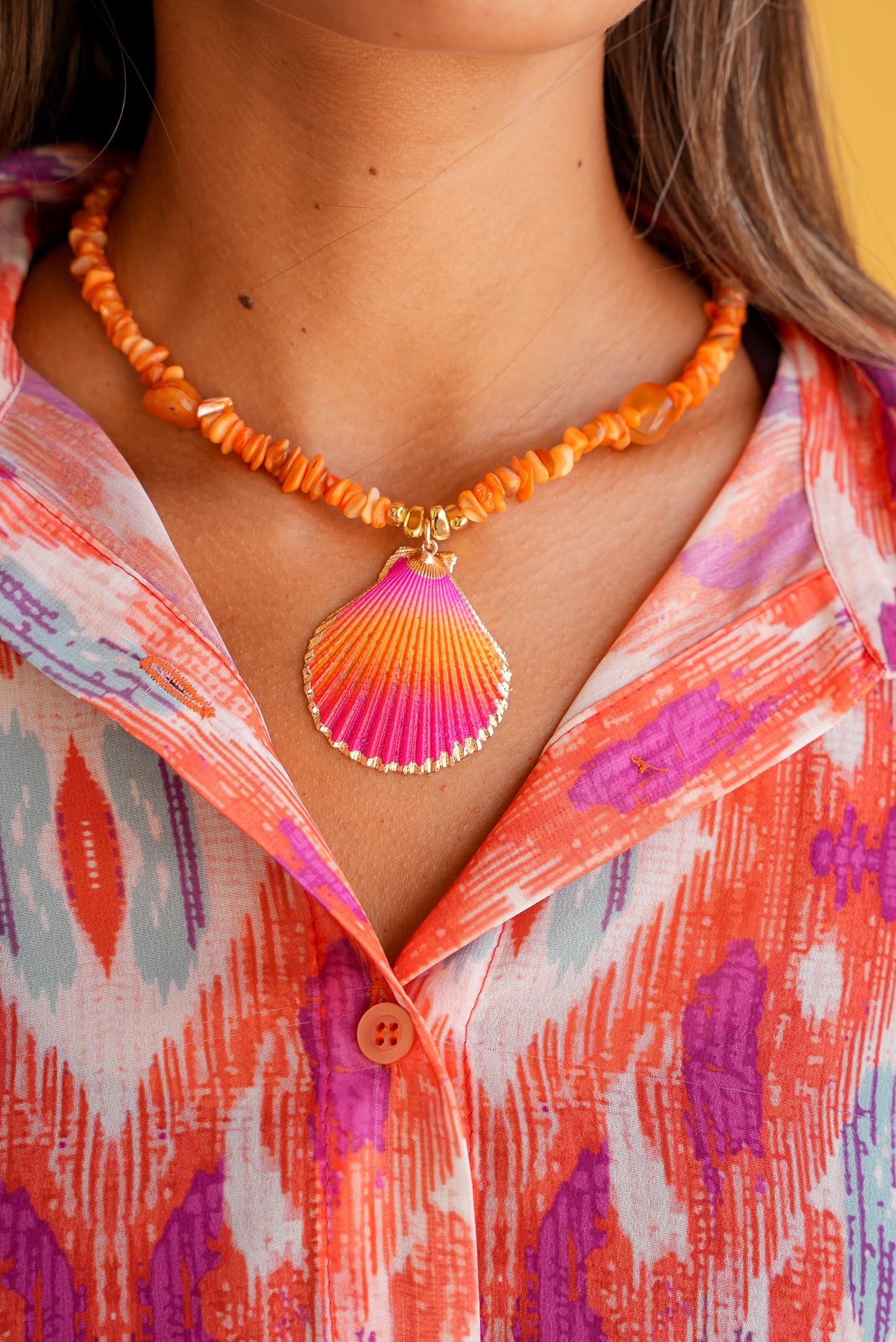 The Sunset Orange Shell Necklace