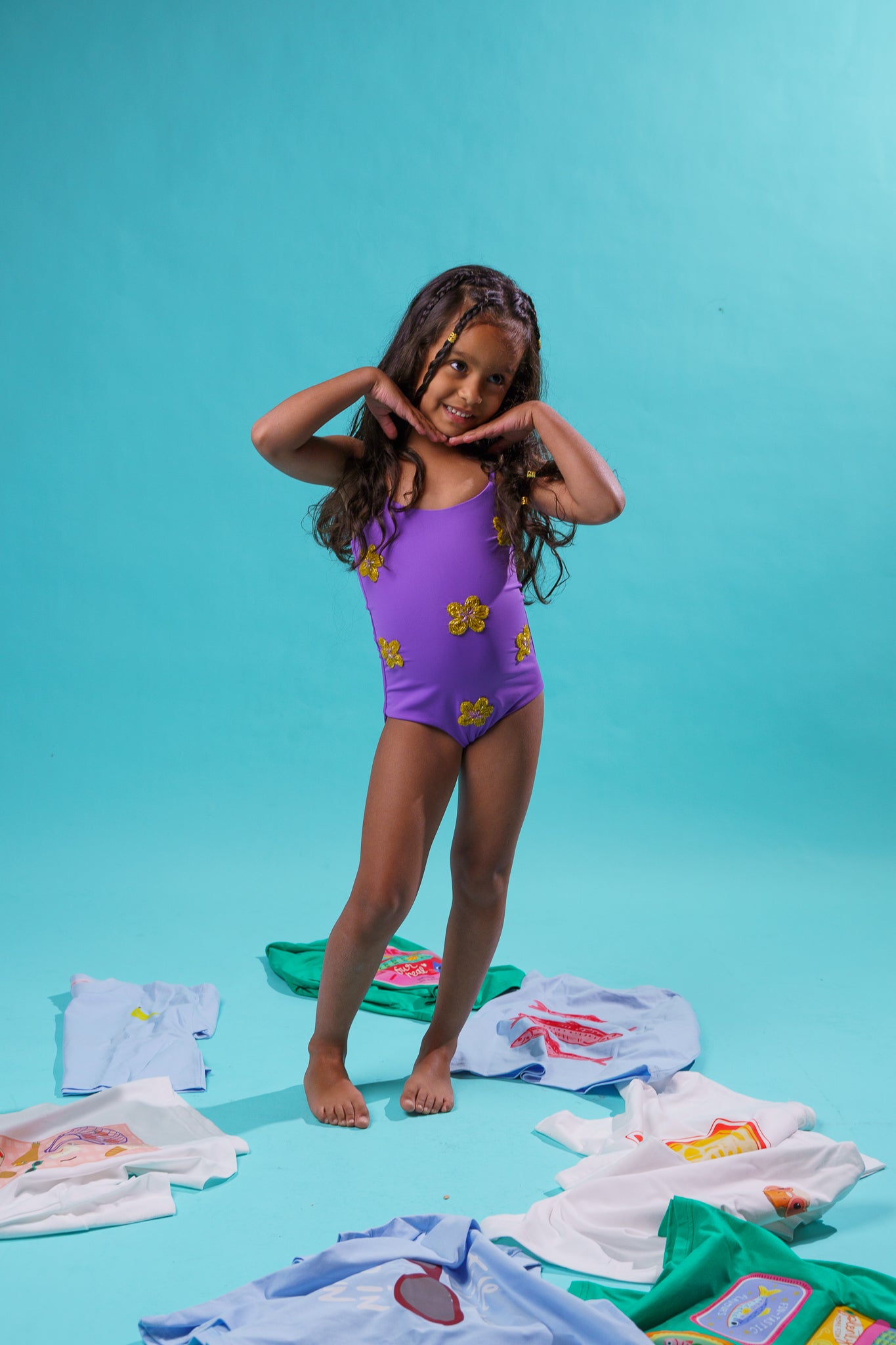 Kids Purple Beaded Swimsuit