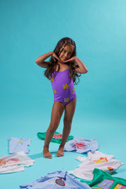 Kids Purple Beaded Swimsuit