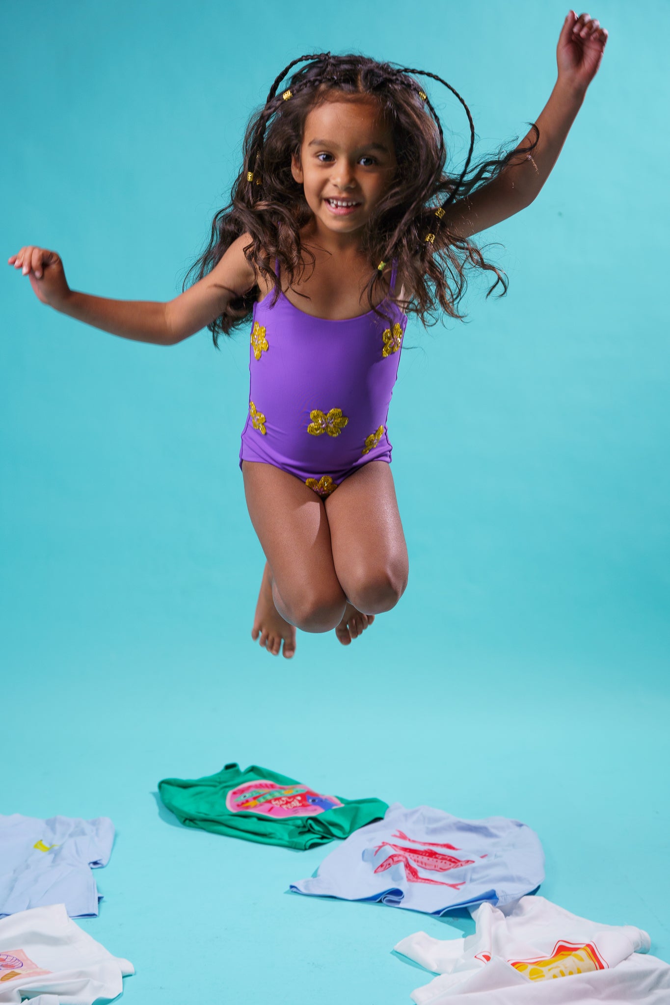 Kids Purple Beaded Swimsuit