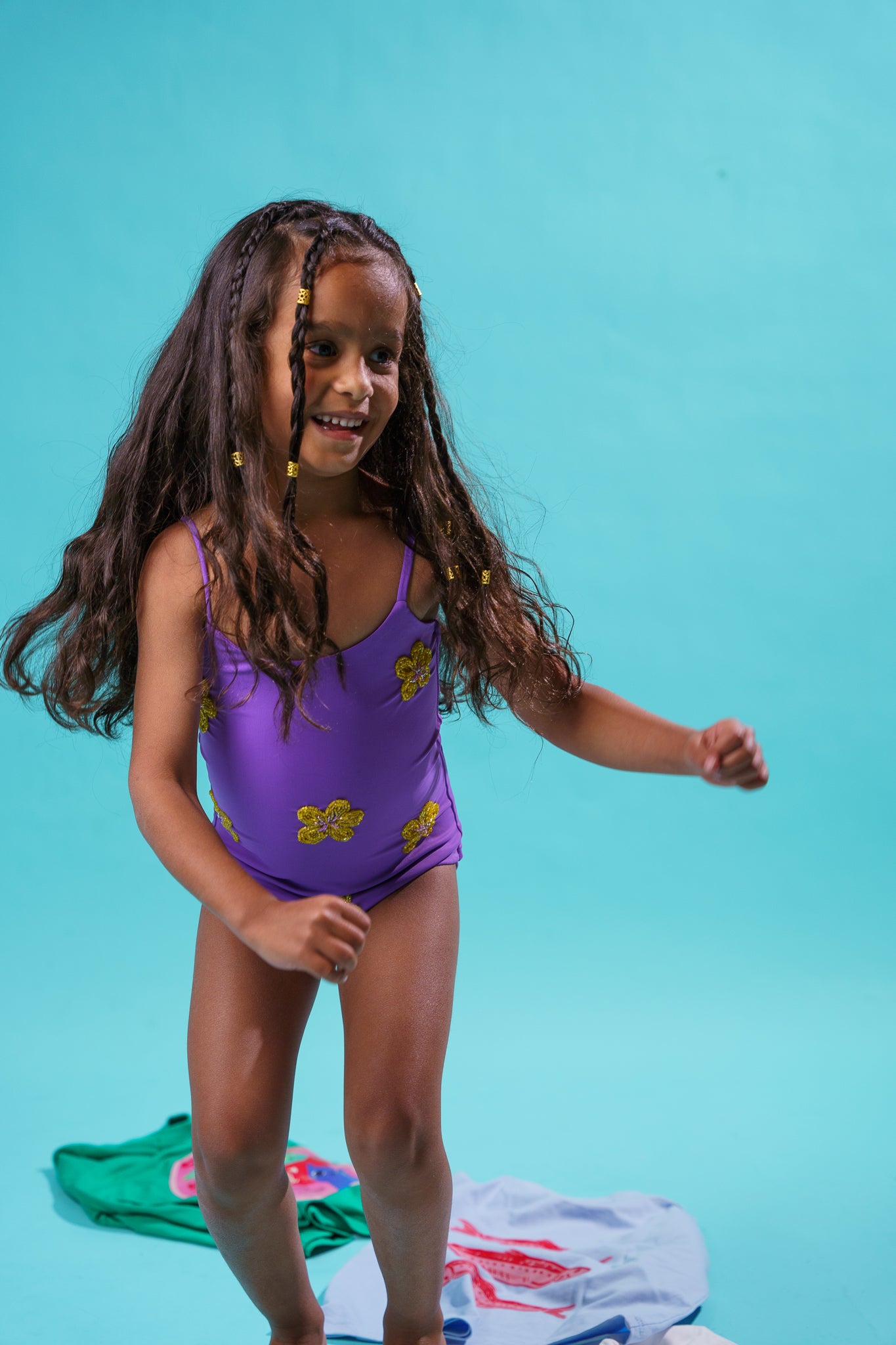 Kids Purple Beaded Swimsuit