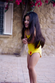Kids Yellow Beaded Swimsuit