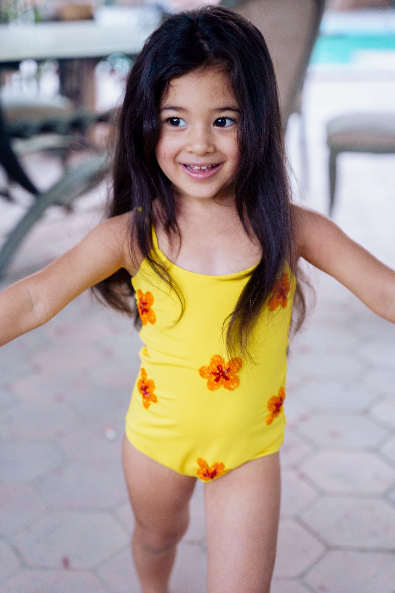 Kids Yellow Beaded Swimsuit