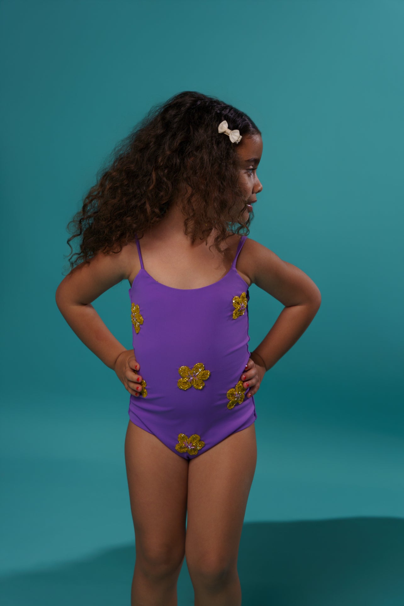 Kids Purple Beaded Swimsuit