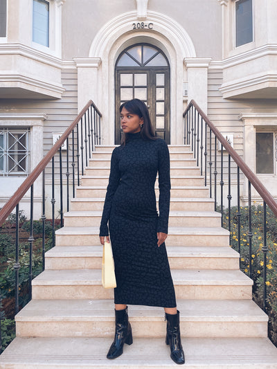 Grey Leopard Print Dress