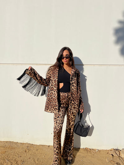 Leopard Fringes Blazer