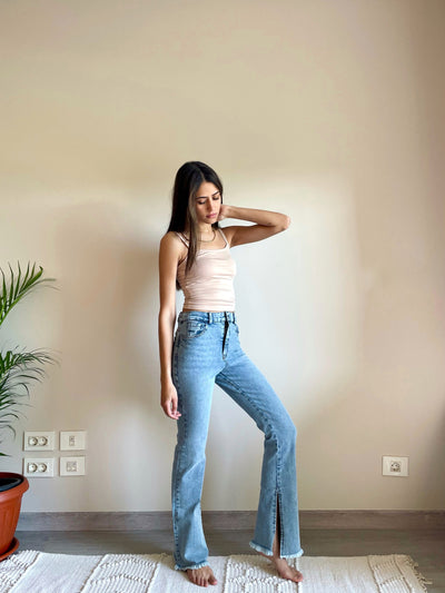 Washed Jeans with Slit